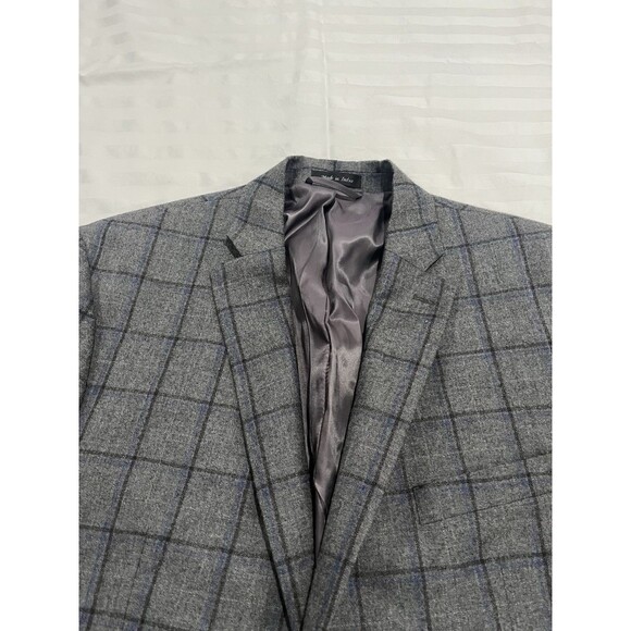 Lauren Ralph Lauren Men’s Wool Gray Windowpane Blazer Size 46R Elbow Patches - Picture 5 of 13